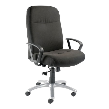Interion By Global Industrial Interion Big & Tall Chair With High Back & Fixed Arms, Fabric, Black 506571BK